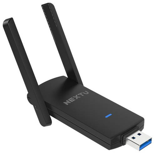 넥스트유 1300Mbps 듀얼 안테나 USB 타입 외장형 무선 랜카드, NEXTU 1305AC-AT]블랙[, 1개