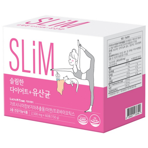 락토테미 슬림한 다이어트유산균 가르시니아 체지방감소 락토바실러스 유산균 60포, 150g, 1개