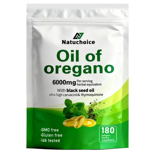 오레가노 오일 캡슐 6000mg + 블랙시드오일 2in1 천연 식물 포뮬러 면역 건강 소화 편안함 항산화 밸런스 영양제, 3개, 180회분