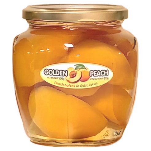 골든피치 복숭아 병조림 통조림 황도 하프컷 지중해 황금복숭아 550g, 550g, 1개, 2개입