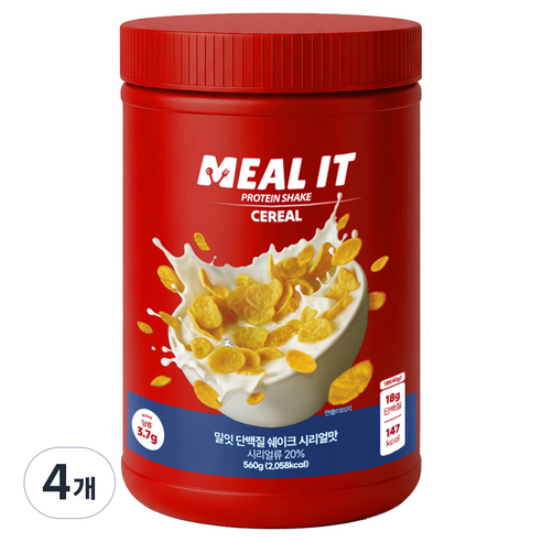 밀잇 식단관리 단백질 쉐이크 시리얼맛, 4개, 560g