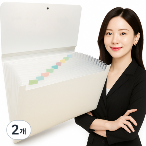 [6만개돌파] 미미누 슬림핏 아코디언 파일 13칸 파일철, 화이트, 2개