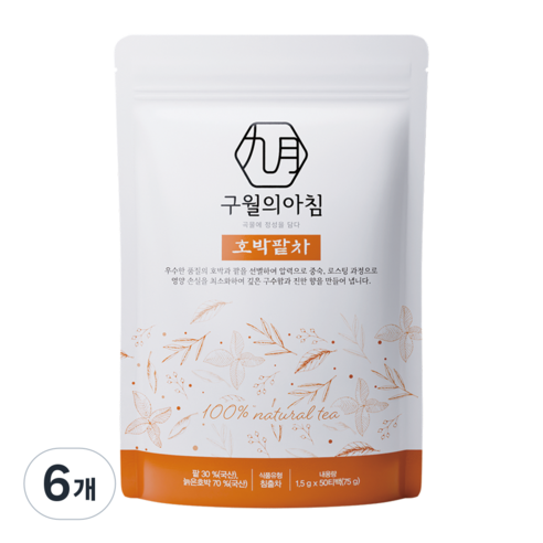 국산 쪄서볶은 호박팥차 삼각티백, 6개, 50개입, 1.5g