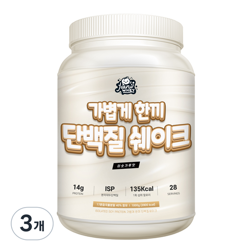 자니웨이 가볍게한끼 식사대용 단백질 쉐이크 곡물 미숫가루맛, 3개, 1000g