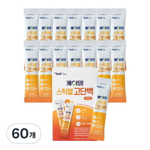 케어밀 스틱젤 고단백, 유자맛, 60개, 25g