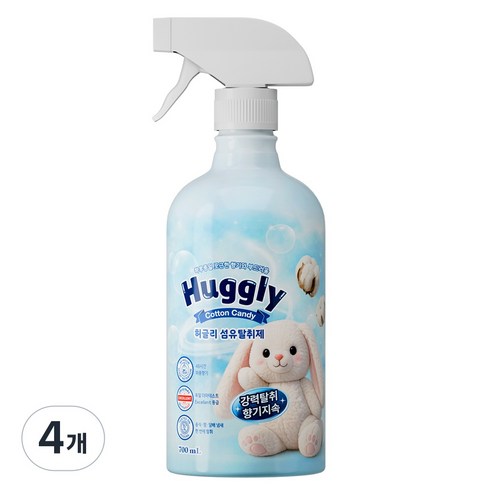 허글리 코튼캔디 대용량 섬유탈취제 본품, 4개, 700ml