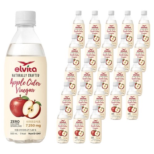 뉴트리디데이 엘비타 애플사이다비니거 스파클링 탄산음료, 24개, 500ml