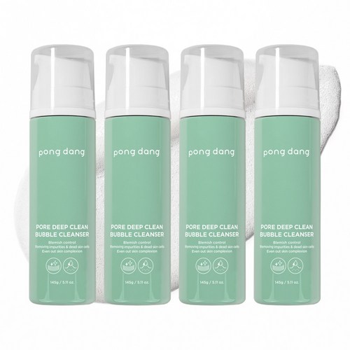 퐁당 포어 딥 클린 버블 클렌저 여드름 기능성 청소년 약산성 폼클렌징, 145g, 4개