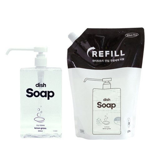 화이트트리 주방세제 500ml + 리필 1000ml, 1세트