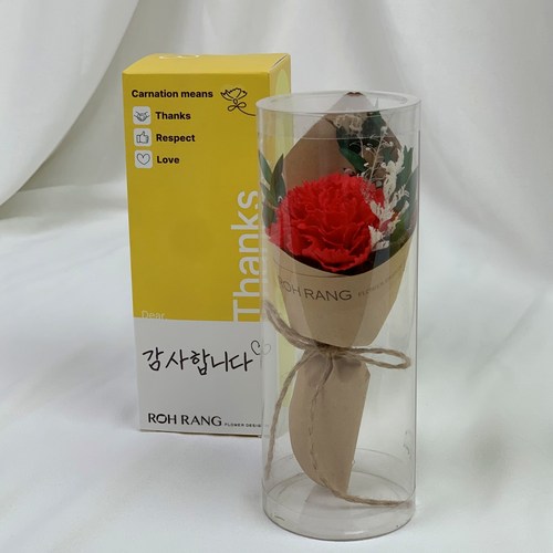 로랑 한송이 카네이션 장미 미니 꽃다발, 카네이션(레드), 1개