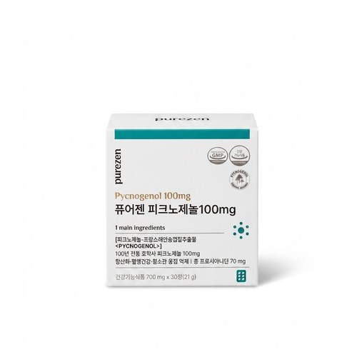 퓨어젠 피크노제놀 100mg 프랑스해안송껍질추출물 항산화 혈행건강, 3개, 30정