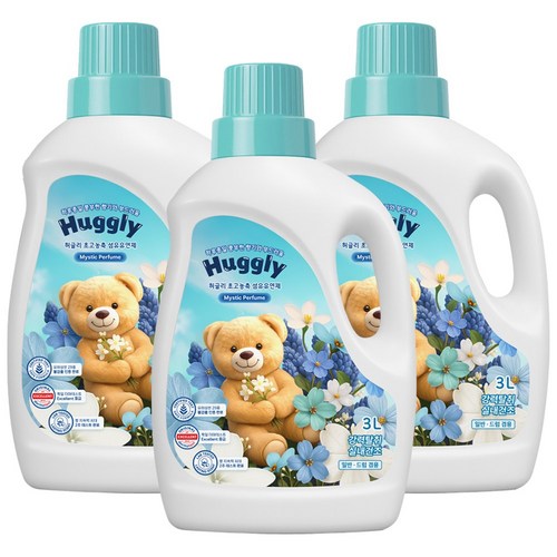 허글리 초고농축 섬유유연제 미스틱퍼퓸, 3개, 3L