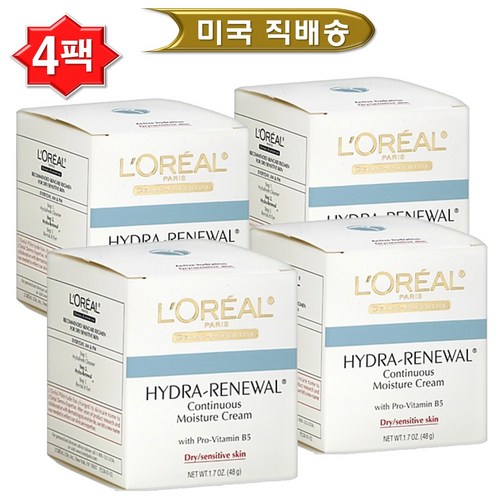 LOreal Paris 로레알 하이드라 리뉴얼 모이스춰 수분 크림 (48g) 4팩 Hydra-Renewal, 48g, 4개