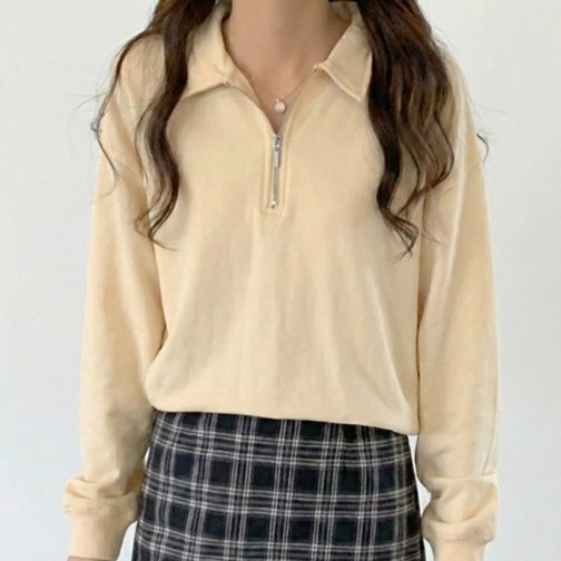 파라다이소 아이캔심플 어반 캐주얼 무드 하프집업 카라 맨투맨