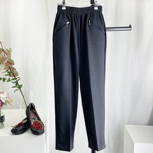 국민할매 엄마옷 국내생산 할머니옷 봄가을 깨고방 체크 지퍼 밴딩바지SBKM 춘추 요양원옷 중년 여성의류