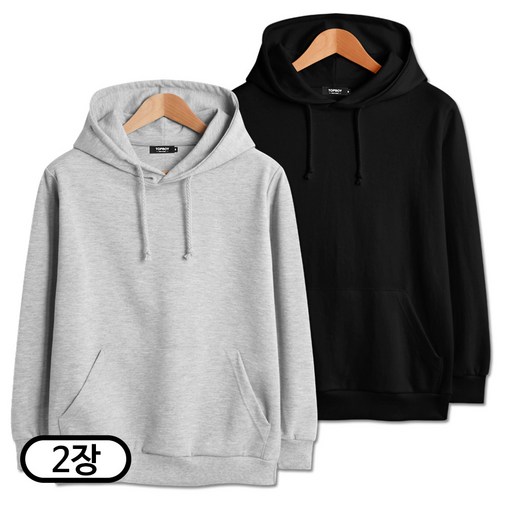 탑보이 2장 세트 국내생산 특양면 무지 후드티 빅사이즈 M5XL SCC5222PT