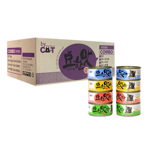 바이캣 묘한맛 고양이 간식캔 참치 4가지맛 콤보 4p