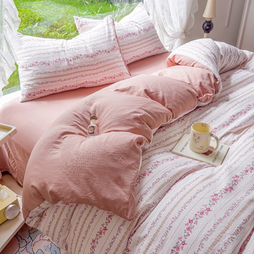 Jeernare 심플 사계절 이불 세트 AB면 침구 세트 워싱 호텔식 이불커버 4종세트