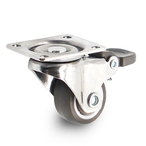 가구용 무소음 캐스터 바퀴 2.5cm1인치 회전 브레이크형 브라운 TPE 2개입 4개입