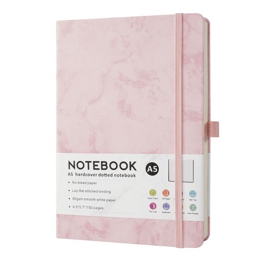 캘리스터 대리석무늬 A5 하드커버 스트랩 양장다이어리 5가지 색상, 핑크