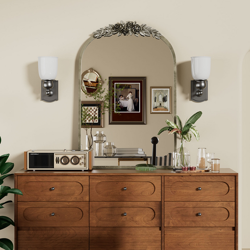 ARTLOGE 아치형 엔틱 벽거울 로즈 유리 벽면거울 화장대 거울 대형 빈티지 거울, 605916mm L 사이즈