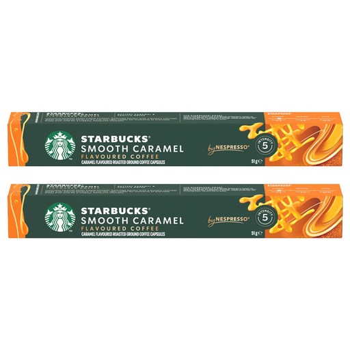 STARBUCKS 星巴克 Nespresso咖啡機適用咖啡膠囊 柔滑焦糖風味, 5.1g, 10顆, 2盒