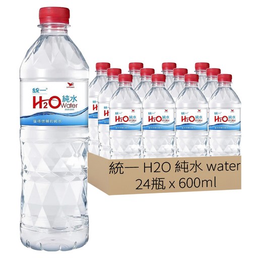 統一 H2O 純水, 600ml, 24瓶