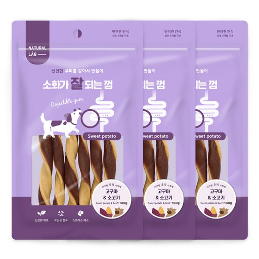 네츄럴랩 소화가 잘되는 껌 강아지 덴탈껌