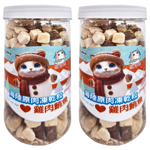 OMO 歐姆貓 海陸原肉凍乾粒, 2罐, 90g, 雞肉鮪魚