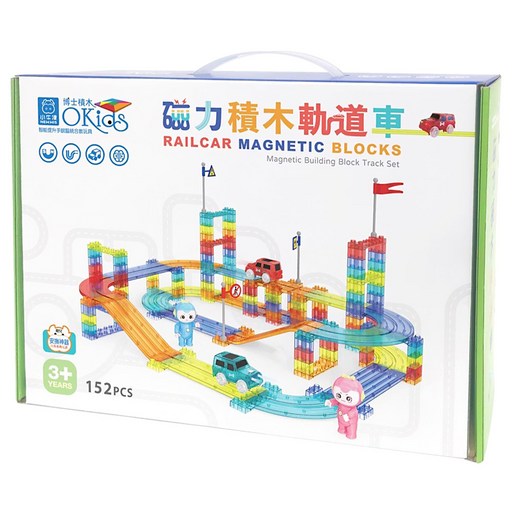 NEW WIS 小牛津 磁力積木軌道車 152片, Multicolor, 1盒