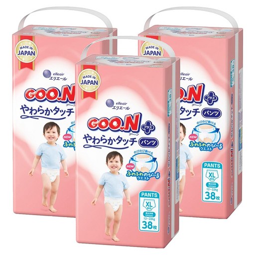 GOO.N 大王 日本境內版 SJ柔觸肌(肌快適)系列 褲型尿布, 114片, XL