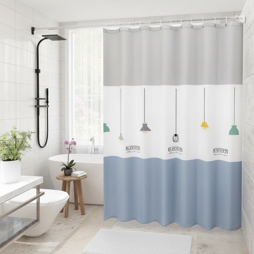 애니원픽 러블리 방수 샤워커튼  커튼링 세트