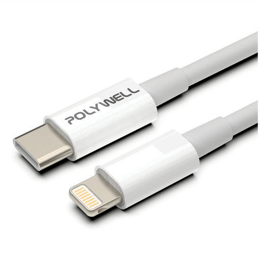 POLYWELL 寶利威爾 Type-C-Lightning 蘋果PD快充線, 白色(PW15-W45-A243), 1條, 2m