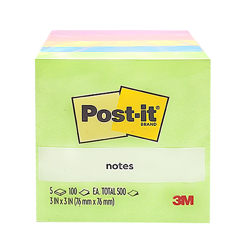 3M Post-it 利貼 可再貼便條紙紙磚, 黃色 + 綠色 + 藍色 + 粉色 + 紫色, 500張, 1組