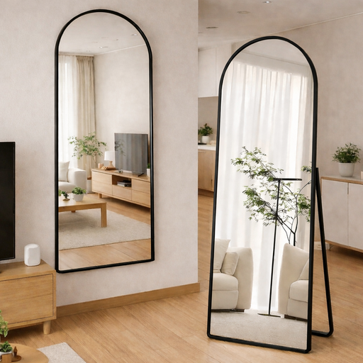 소프트엣지 아치형 벽걸이 스탠드 전신거울, 블랙