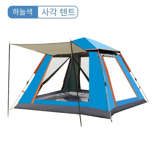 텐트 야외3-4사람들이 두꺼운 완전 자동 초경량 대변 장비 필드 캠핑 비방 해변 4 면 텐트, 하늘색