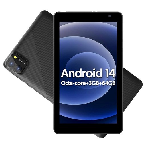 BAKEN 7인치 안드로이드 14 태블릿, 8GB RAM  64GB ROM, 옥타코어 프로세서, 5G WiFi, 1024  600 IPS, 2MP 8MP 3500 마흐 배터리,