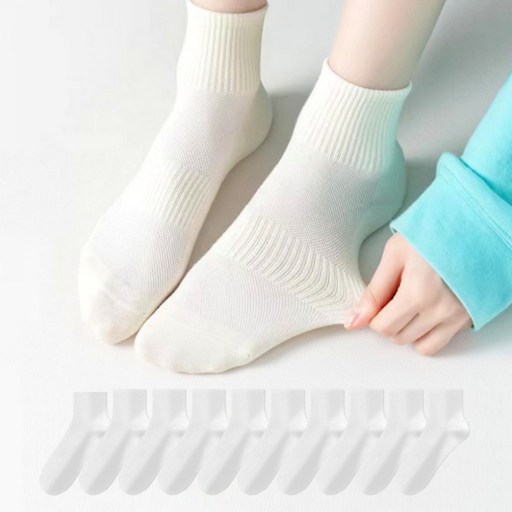 비엠에스 여성용 무지 학생 중목 양말 10켤레 판매