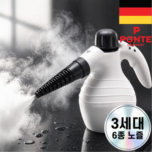 PONTE 독일 다기능 스팀청소기 핸디 고압, 화이트, PVC4809