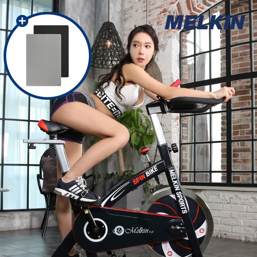 멜킨 실내자전거 스핀바이크 스탠다드형/클럽형+전용 층간소음방지 매트, [스탠다드형] 15kg휠 네이비+[전용매트]베이지그레이