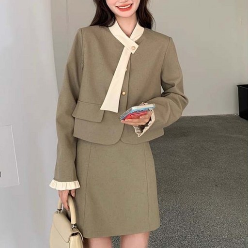 SAHINER 여성 투피스 재킷 스커트 세트 오피스룩 봄가을 BTZ11 SAHINER 여성 투피스 재킷 스커트 세트 오피스룩 봄가을 BTZ11