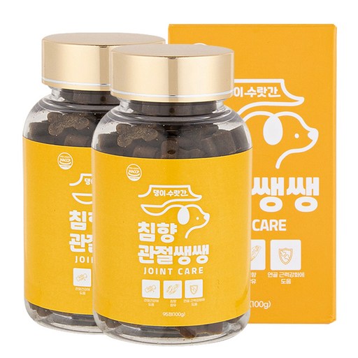 강아지 관절영양제 고함량 슬개골탈구 증상 연골 디스크 관리 콘드로이친 댕이수랏간 침향 관절쌩쌩 100g, 2개, 뼈관절강화, 100g