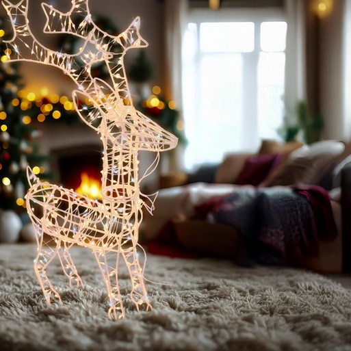 사슴 크리스마스 대형 장식 점멸혼합 LED 스파클라이트 루돌프 조형물 조명, 1개, 웜화이트