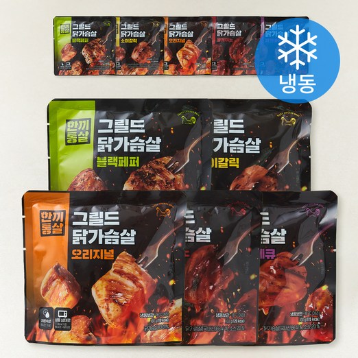 한끼통살 그릴드 닭가슴살 5종 x 2p 세트 냉동, 100g, 1개입, 10개