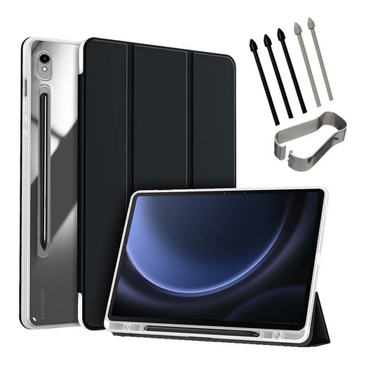 갤럭시탭 S9S9S9울트라S9 FE 플러스 호환 S펜수납 클리어 투명 북커버 케이스