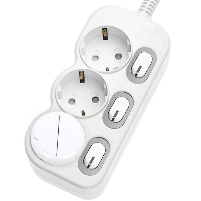 에코파워탭 LED 개별 절전 멀티탭 3구 EPM-L203, 2m, 화이트, 1개