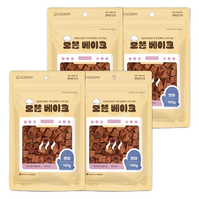 굿데이 강아지 오븐베이크 간식, 연어맛, 100g, 4개