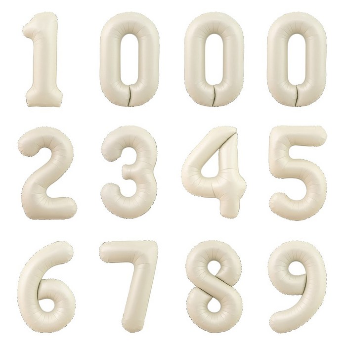 파티아일랜드 숫자 호일 풍선 12p 세트 80cm, 크림, 1세트