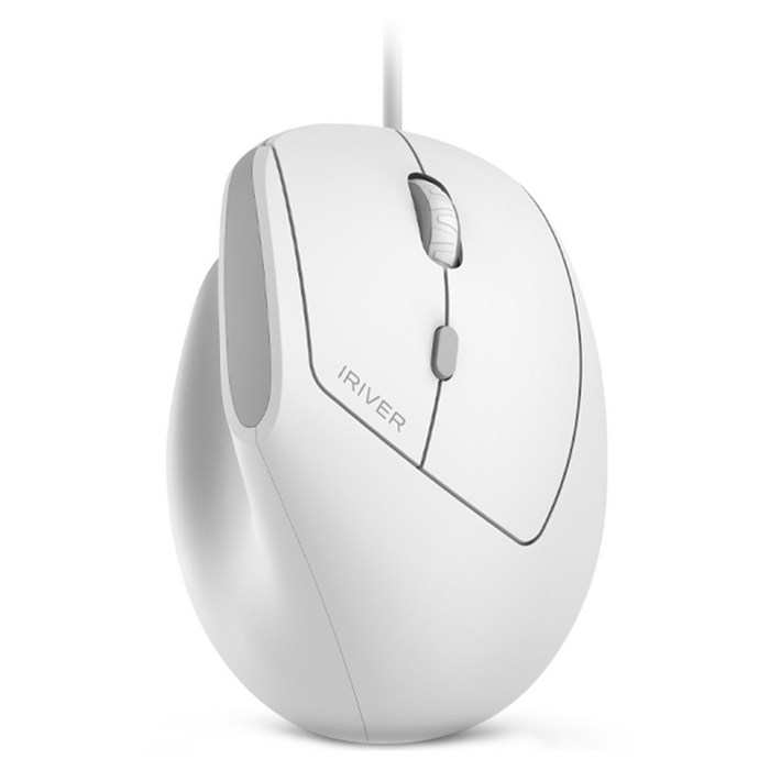 아이리버 항균처리 컴팩트 EV100 인비저블 인체공학 무소음 유선 버티컬 마우스, 단일상품, White