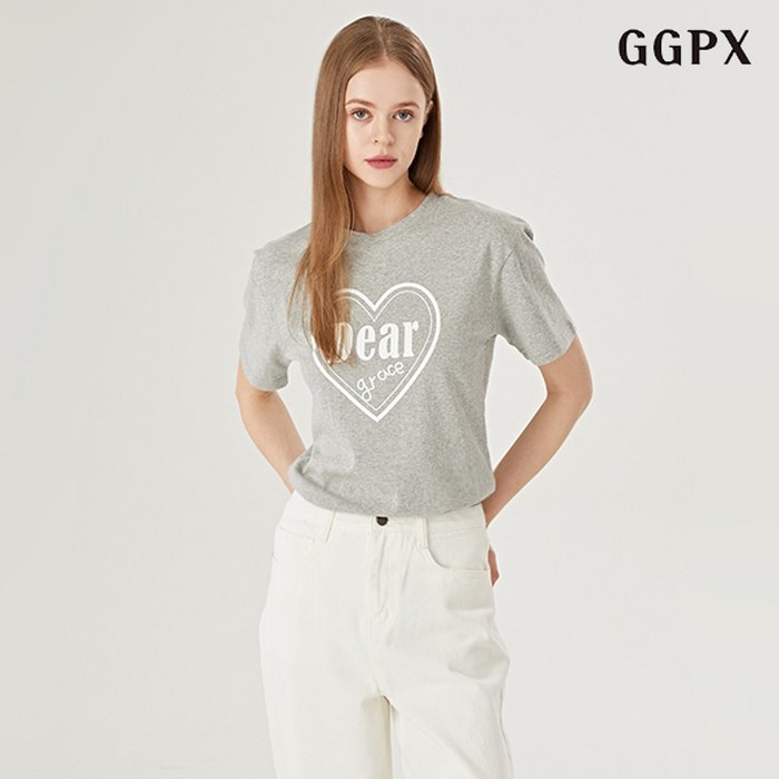 GGPX 디어 하트 레터링 데일리 반팔 티셔츠  GOALW015D